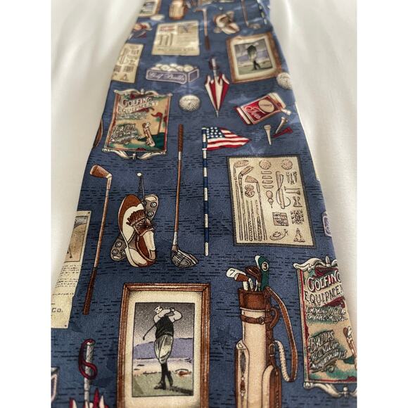 TANGO by Max Raab Golf Theme 100% Silk Tie Approx. 59x3.75 - Picture 2 of 9